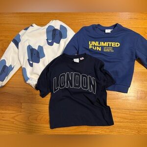 Boys size 6 Terry sweatshirts and London graphic tshirt  blue